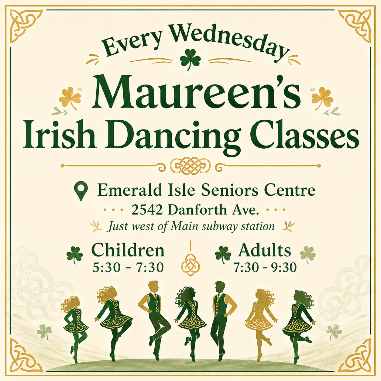 Maureen Mulvey-O’Leary’s Irish dancing class poster